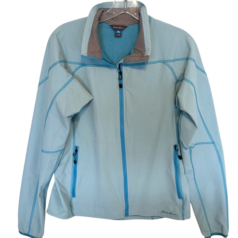 Eddie Bauer First Ascent Jacket Womens Medium Icy Teal Blue Soft Shell Softshell
